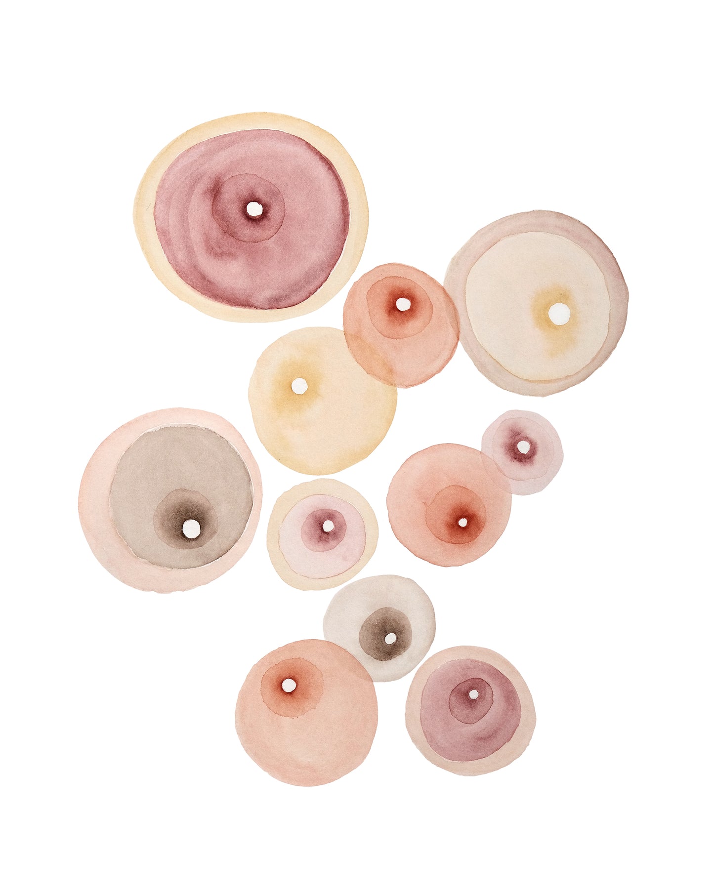 aquarelle de bulles ocres de Maude Jomphe Iles de la Madeleine