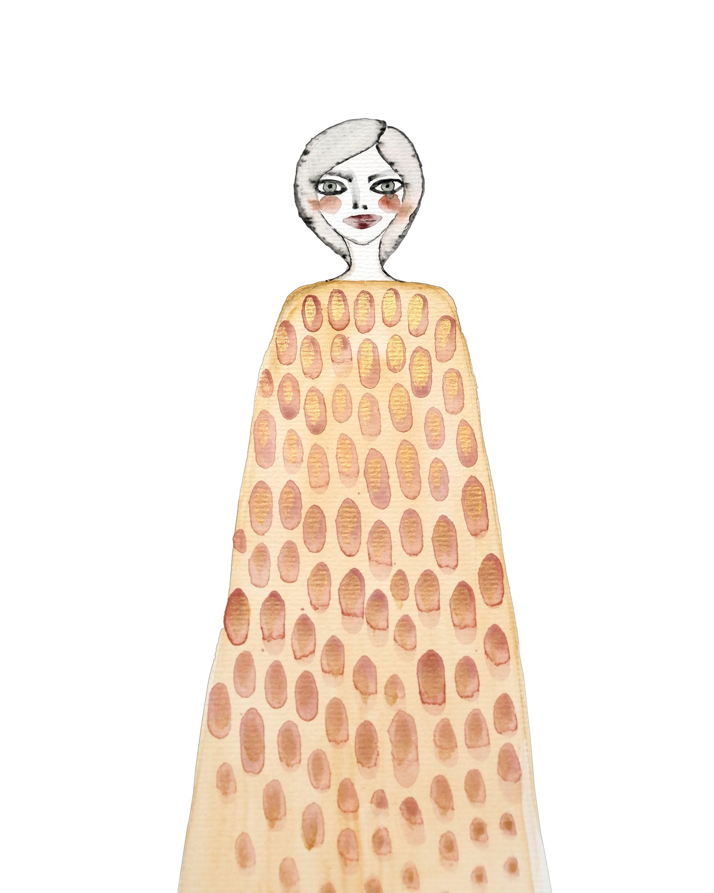 oeuvre aquarelle d'une femme d'inspiration Klimpt de Maude Jomphe Iles de la Madeleine