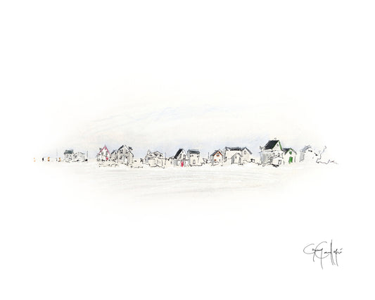 Dessin du site historique de La Grave aux Iles de la Madeleine de Guy Cauffopé